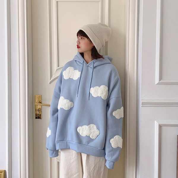 winter hoodies women college cartoon blue sky clouds embroidery hoodie loose hooded pullovers thick casual women's & sweatshirts, Black
winter hoodies women college cartoon blue sky clouds embroidery hoodie loose hooded pullovers thick casual women's & sweatshirts, Black