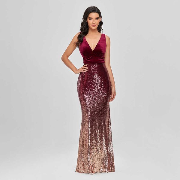 luxury party evening dress 2021 spring and summer veet stitching mermaid gradient sequin v-neck evening drs, Black
luxury party evening dress 2021 spring and summer veet stitching mermaid gradient sequin v-neck evening drs, Black