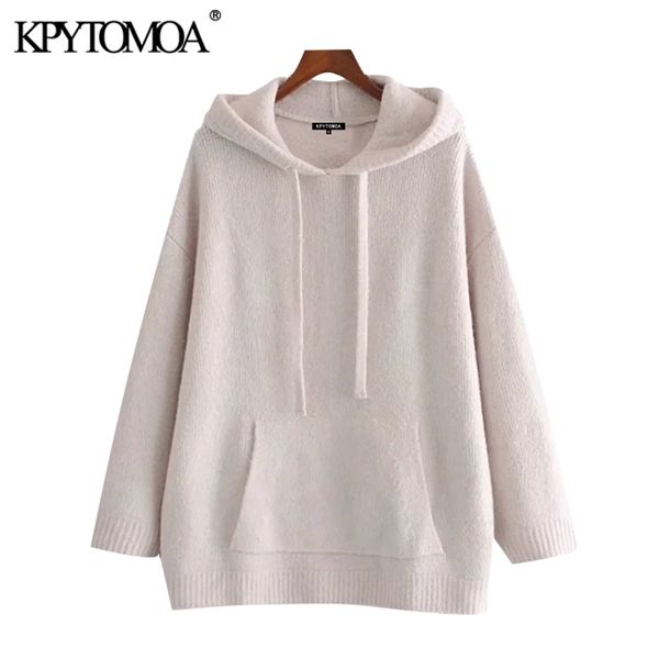 women fashion with pockets oversized knitted sweater vintage adjustable drawstring hood female pullovers chic 210420, White;black
women fashion with pockets oversized knitted sweater vintage adjustable drawstring hood female pullovers chic 210420, White;black