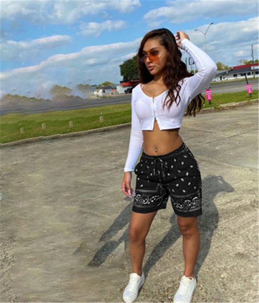women cashew flowers pattern shorts fashion trend hip hop skateboard beach pant designer summer female drawstring casual loose short pants, White;black
women cashew flowers pattern shorts fashion trend hip hop skateboard beach pant designer summer female drawstring casual loose short pants, White;black