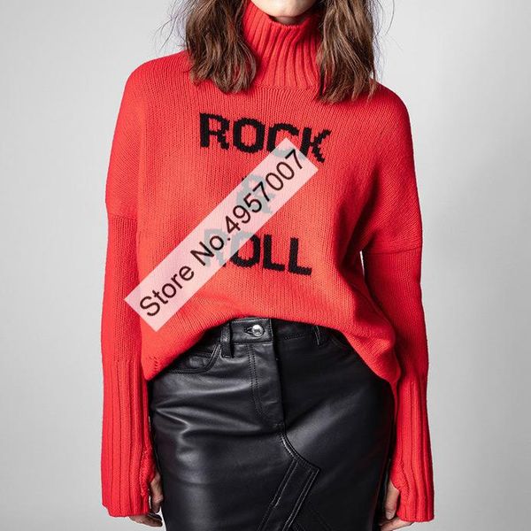 women's sweaters women red cashmere letter knitted long sleeve sweater pullover with high neckline, White;black
women's sweaters women red cashmere letter knitted long sleeve sweater pullover with high neckline, White;black