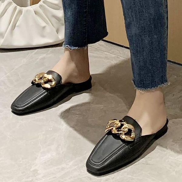 slippers women metal chain decoration wear-resistant elegant girl comfortable flat shoes fashion solid ladies slides 2021, Black
slippers women metal chain decoration wear-resistant elegant girl comfortable flat shoes fashion solid ladies slides 2021, Black
