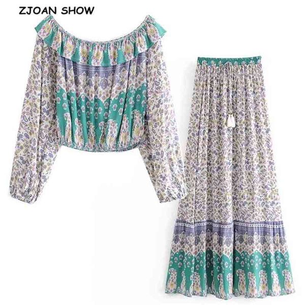holiday ruffle elastic slash neck floral print pullover shirt women waist maxi long skirt green boho 2 pieces set 210429, White
holiday ruffle elastic slash neck floral print pullover shirt women waist maxi long skirt green boho 2 pieces set 210429, White