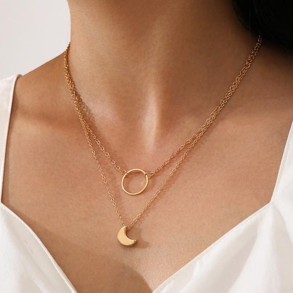 pendant necklaces aprilwell 2 pcs vintage moon necklace for women gold color aesthetic charms geometric 2021 trend chains fashion jewelry, Silver 
pendant necklaces aprilwell 2 pcs vintage moon necklace for women gold color aesthetic charms geometric 2021 trend chains fashion jewelry, Silver