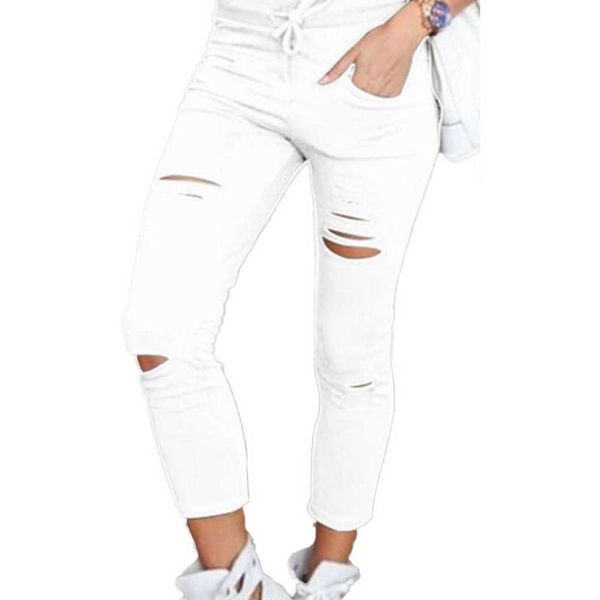 women's jeans woman plus size solid color drawstring high waist pencil pants ripped skinny leggings for women, Blue
women's jeans woman plus size solid color drawstring high waist pencil pants ripped skinny leggings for women, Blue