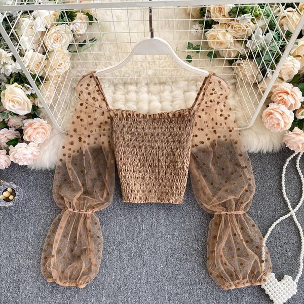 polka dot print mesh womens blouses sheer puff sleeve square collar pleated high elastic summer crop top, White
polka dot print mesh womens blouses sheer puff sleeve square collar pleated high elastic summer crop top, White