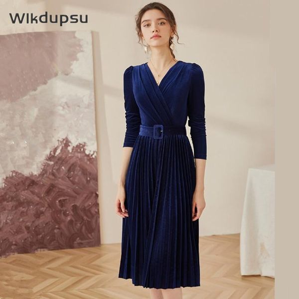 vintage velvet dress women elegant pleated dresses office ladies long sleeve belted v neck autumn winter robe plus size casual, Black;gray
vintage velvet dress women elegant pleated dresses office ladies long sleeve belted v neck autumn winter robe plus size casual, Black;gray