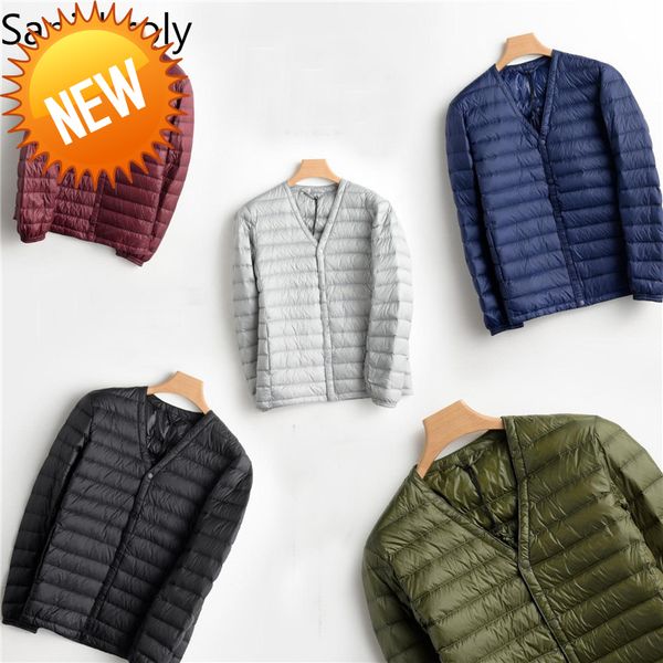 sanishroly men's down coat autumn winter slim ultra light white duck parka jacket male v-neck thin short outwear se359, Black
sanishroly men's down coat autumn winter slim ultra light white duck parka jacket male v-neck thin short outwear se359, Black