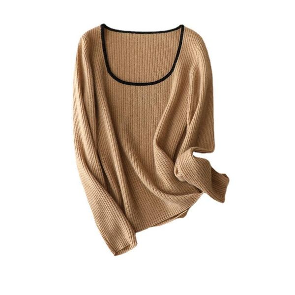 women's sweaters shuchan square collar womens knit pullover autumn 2021 spring cashmere fall clothes for women fashion slim vintage top, White;black
women's sweaters shuchan square collar womens knit pullover autumn 2021 spring cashmere fall clothes for women fashion slim vintage top, White;black