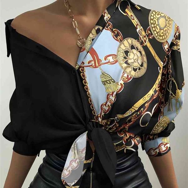women spring autumn fashion elegant chain print button design lantern sleeve shirt long sleeve casual blouse 210917, White;black
women spring autumn fashion elegant chain print button design lantern sleeve shirt long sleeve casual blouse 210917, White;black