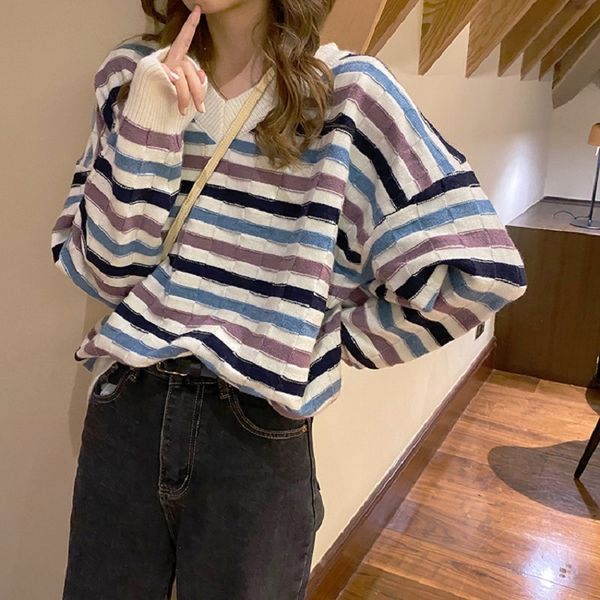 2colors autumn winter korean style loose knitted sweaters women stripe women sweaters and pullovers female (f1455 210423, White;black
2colors autumn winter korean style loose knitted sweaters women stripe women sweaters and pullovers female (f1455 210423, White;black