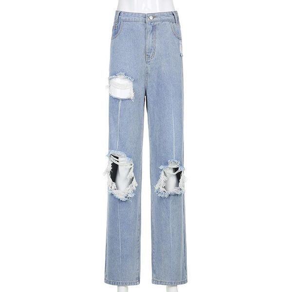 women's jeans women straight all-match high waist ripped hole denim pants, Blue
women's jeans women straight all-match high waist ripped hole denim pants, Blue