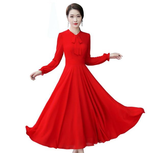casual dresses elegant chiffon dress women vintage long sleeve 2021 spring temperament, Black;gray
casual dresses elegant chiffon dress women vintage long sleeve 2021 spring temperament, Black;gray