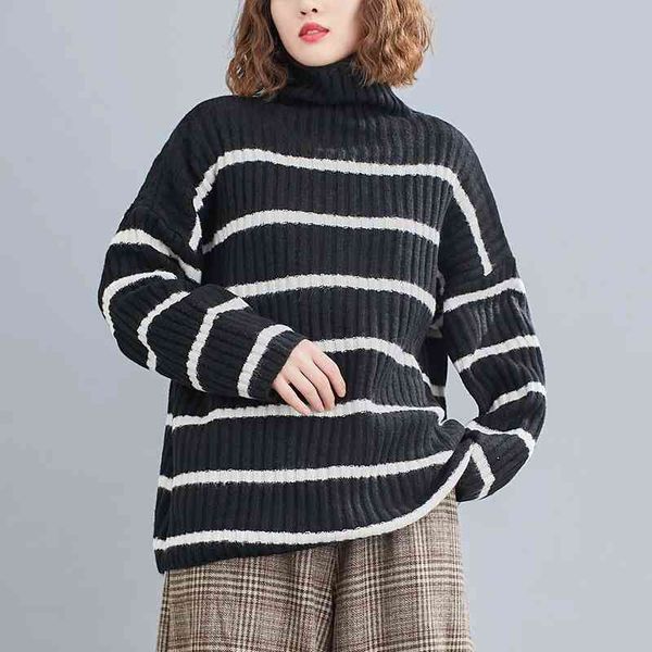 women's sweaters autumn and winter knitted high striped turtleneck 2021 basic sweater korean version of the large seam size long sleeve, White;black
women's sweaters autumn and winter knitted high striped turtleneck 2021 basic sweater korean version of the large seam size long sleeve, White;black