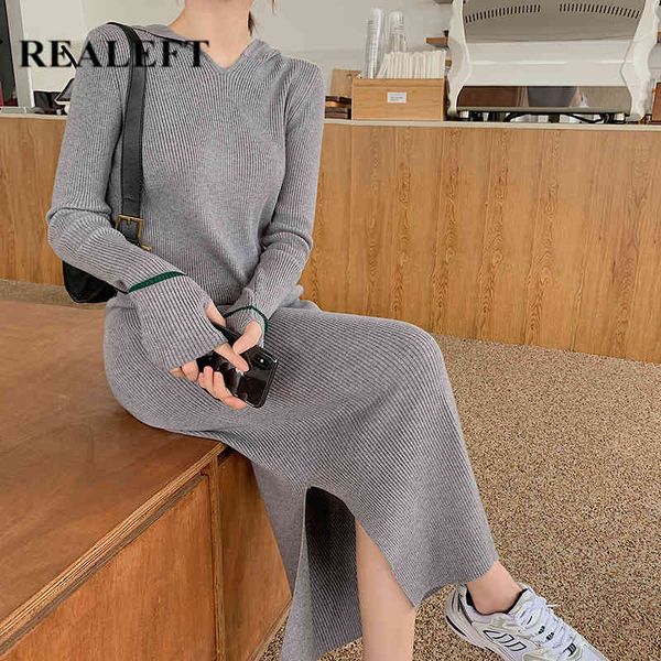 autumn winter hooded women's sweater dress oversize elegant straight knitted minimalist loose split long 210428, Black;gray
autumn winter hooded women's sweater dress oversize elegant straight knitted minimalist loose split long 210428, Black;gray