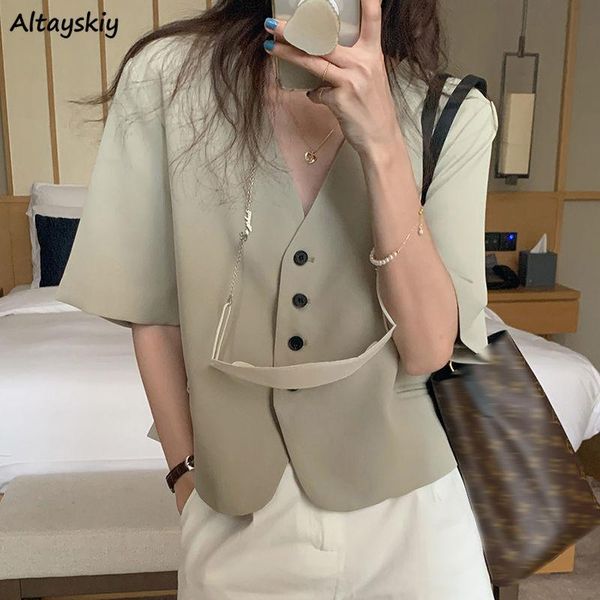 women's suits & blazers women cropped solid harajuku baggy casual all-match stylish summer mujer clothing short sleeve tender bf style, White;black
women's suits & blazers women cropped solid harajuku baggy casual all-match stylish summer mujer clothing short sleeve tender bf style, White;black