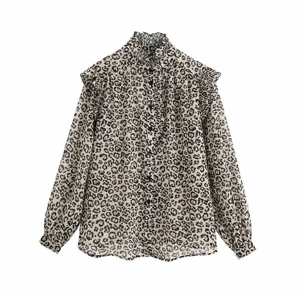 women's blouses & shirts women vintage leopard print za chiffon loose blouse female fashion long puff sleeve animal ruffles 1, White
women's blouses & shirts women vintage leopard print za chiffon loose blouse female fashion long puff sleeve animal ruffles 1, White