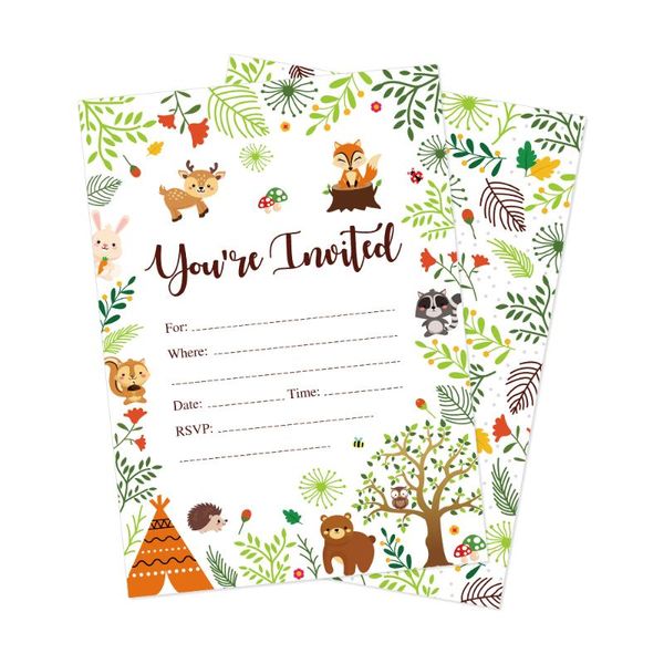 greeting cards 10pcs cartoon animal woodland theme baby shower invitations kids happy birthday party favor decorations supplies
greeting cards 10pcs cartoon animal woodland theme baby shower invitations kids happy birthday party favor decorations supplies