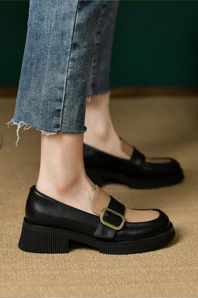 dress shoes lolita real leather loafers for women 2021 women's pumps square toe buckle casual footwear size 34-40, Black
dress shoes lolita real leather loafers for women 2021 women's pumps square toe buckle casual footwear size 34-40, Black