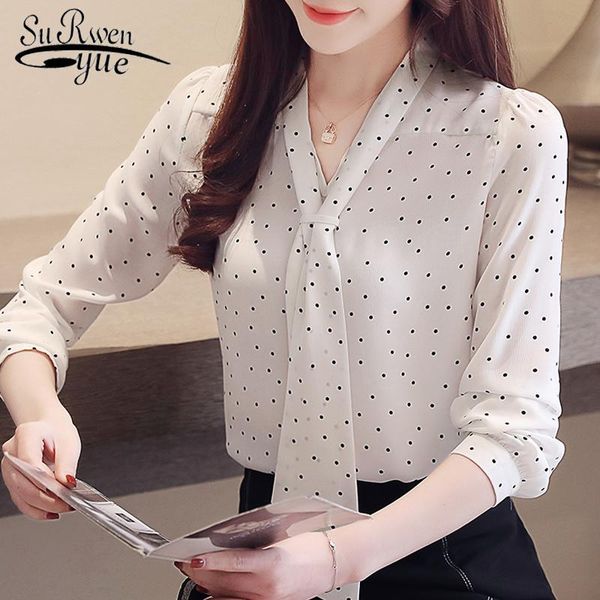 women's blouses & shirts fashion blouse for women 2021 dot wave point chiffon shirt long sleeve bow v collar office 2491 50, White
women's blouses & shirts fashion blouse for women 2021 dot wave point chiffon shirt long sleeve bow v collar office 2491 50, White