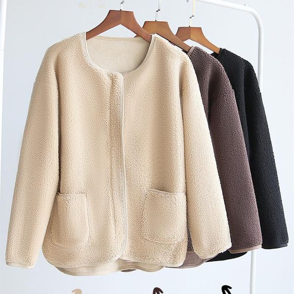 women's jackets spring in women coat korean style round neck zipper closed thick loose warm for autumn female fleece, Black;brown
women's jackets spring in women coat korean style round neck zipper closed thick loose warm for autumn female fleece, Black;brown