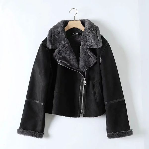 vintage women thick fleece jackets winter fashion ladies elegant pu leather coats warm female faux fur girls chic 210427, Black
vintage women thick fleece jackets winter fashion ladies elegant pu leather coats warm female faux fur girls chic 210427, Black