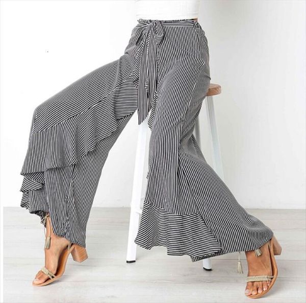 goocheer autumn winter bow tie women pants wide leg high waist belted ruffle black striped long trousers for womens streetwear, Black;white
goocheer autumn winter bow tie women pants wide leg high waist belted ruffle black striped long trousers for womens streetwear, Black;white