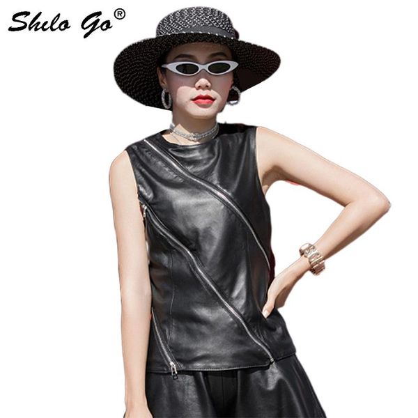 women's vests genuine leather vest highstreet zipper detail front sleeveless women autumn casual back zip round collar black fit, Black;white
women's vests genuine leather vest highstreet zipper detail front sleeveless women autumn casual back zip round collar black fit, Black;white