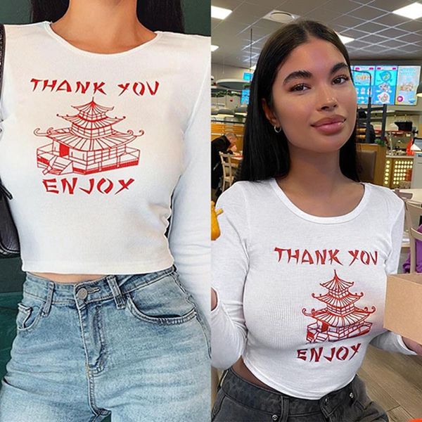 thank you enjoy letter graphic tee white ribbed knit long sleeve crop t shirts for women clothes fall women's t-shirt
thank you enjoy letter graphic tee white ribbed knit long sleeve crop t shirts for women clothes fall women's t-shirt