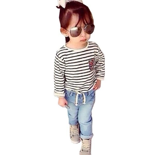clothing sets 4-8 years girls clothes autumn and winter two-piece fashion striped long-sleeved sweatshirt + jeans quality children's, White
clothing sets 4-8 years girls clothes autumn and winter two-piece fashion striped long-sleeved sweatshirt + jeans quality children's, White