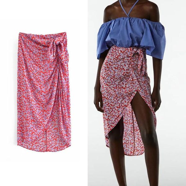 women 2021 summer skirt red floral print bandage split long skirts fashion high-waisted irregular hem woman, Black
women 2021 summer skirt red floral print bandage split long skirts fashion high-waisted irregular hem woman, Black