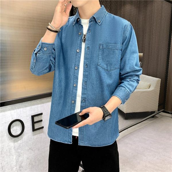 men's casual shirts spring and autumn denim coat male korean shirt jacket trend loose hong kong wind cardigan, White;black
men's casual shirts spring and autumn denim coat male korean shirt jacket trend loose hong kong wind cardigan, White;black