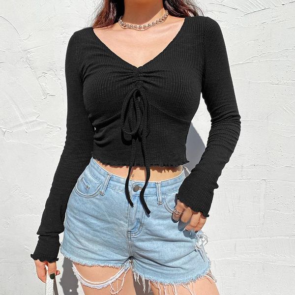 ribbed v neck white cropped t-shirt ladies long sleeve cotton tshirts women ruched tie front t shirt tees women's
ribbed v neck white cropped t-shirt ladies long sleeve cotton tshirts women ruched tie front t shirt tees women's