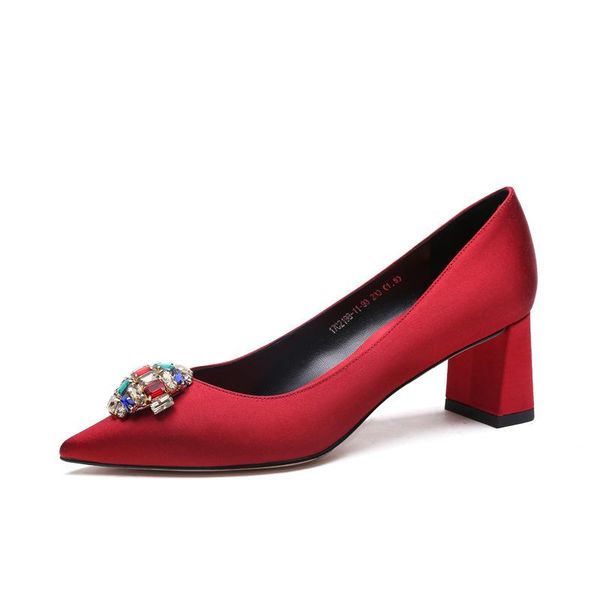 dress shoes 2021 women pointed toes silk leather crystal block high heels ol pumps footwear wedding party zapatos mujer, Black
dress shoes 2021 women pointed toes silk leather crystal block high heels ol pumps footwear wedding party zapatos mujer, Black