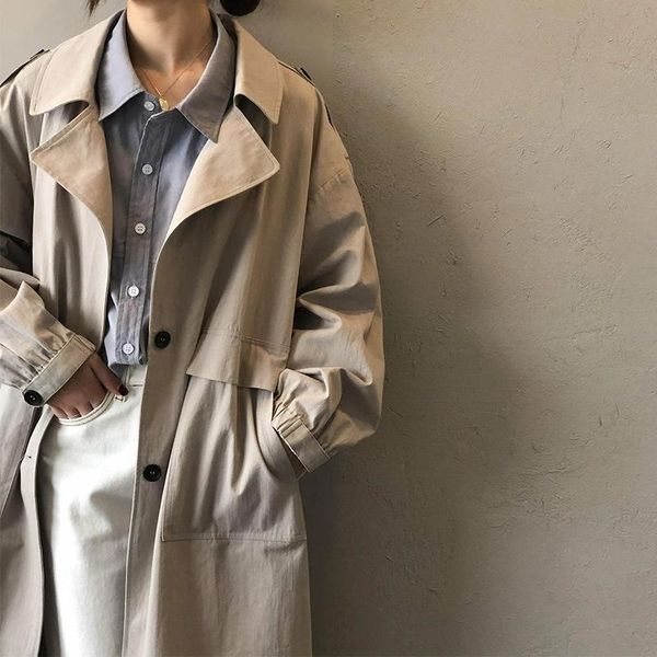 women's trench coats mid-length windbreaker female 2021 autumn solid color long-sleeved over-the-knee coat, Tan;black
women's trench coats mid-length windbreaker female 2021 autumn solid color long-sleeved over-the-knee coat, Tan;black