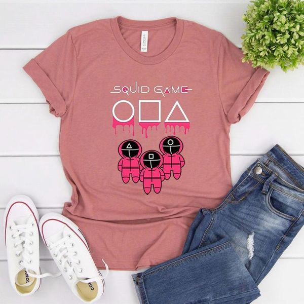 women's t-shirt squid game shirt round six costumes cosplay graphic tees cartoon kawaii summer fashion casual tshirt tee1, White 
women's t-shirt squid game shirt round six costumes cosplay graphic tees cartoon kawaii summer fashion casual tshirt tee1, White