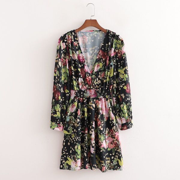 dresses 2021 women floral printed elastic waist v-neck long sleeves short romantic elegant lady chic woman es, Black;gray
dresses 2021 women floral printed elastic waist v-neck long sleeves short romantic elegant lady chic woman es, Black;gray