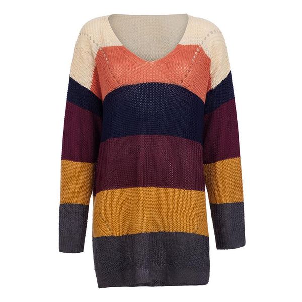 women's sweaters rainbow stripe crew neck daily wear gift long sleeve knit casual pullover contrast color loose women sweater autumn fa, White;black
women's sweaters rainbow stripe crew neck daily wear gift long sleeve knit casual pullover contrast color loose women sweater autumn fa, White;black