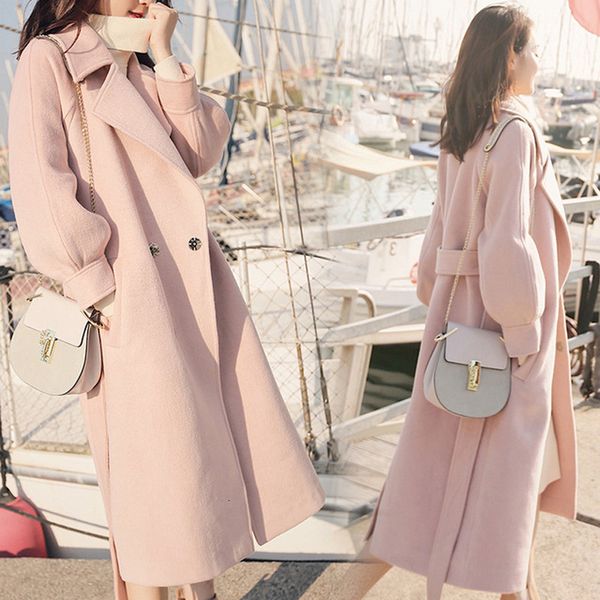 women's wool & blends coat long cashmere jacket elegant turn down collar with seatbelt open point design warm winter woman's pc3p, Black
women's wool & blends coat long cashmere jacket elegant turn down collar with seatbelt open point design warm winter woman's pc3p, Black