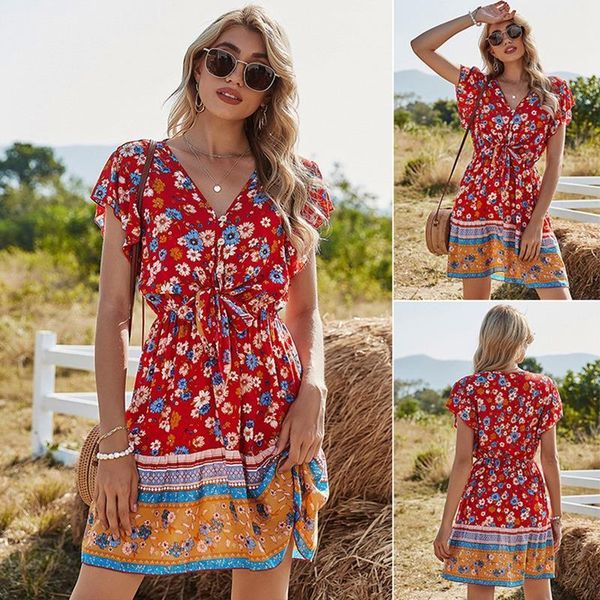 v-neck ruffle sleeve holiday mini dress women floral print casual summer boho vintage dresses, Black;gray
v-neck ruffle sleeve holiday mini dress women floral print casual summer boho vintage dresses, Black;gray