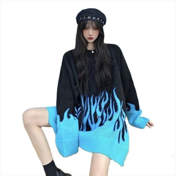 korean flame blue womens sweaters plus size long y2k oversized loose pullover gothic fashion woman jumper streetwear, White;black
korean flame blue womens sweaters plus size long y2k oversized loose pullover gothic fashion woman jumper streetwear, White;black