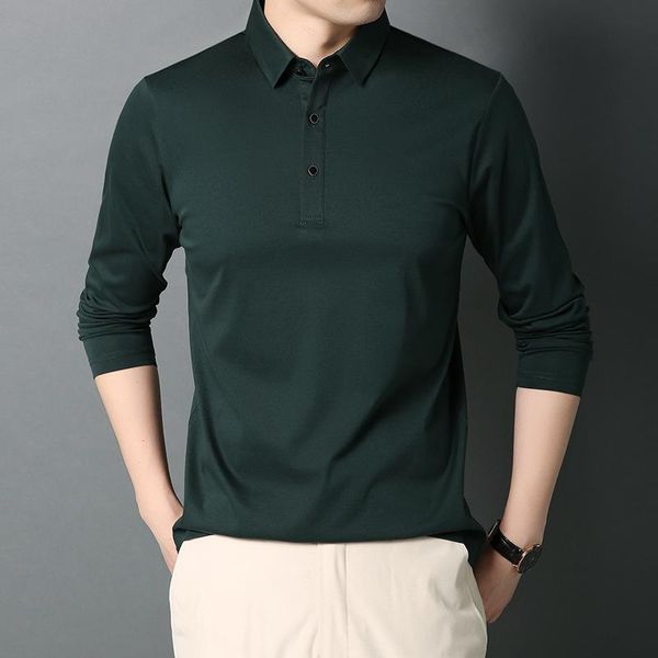 men's polos 100% mercerized cotton collar shirt men brand long sleeve homme male solid color poloshirt business man, White;black
men's polos 100% mercerized cotton collar shirt men brand long sleeve homme male solid color poloshirt business man, White;black