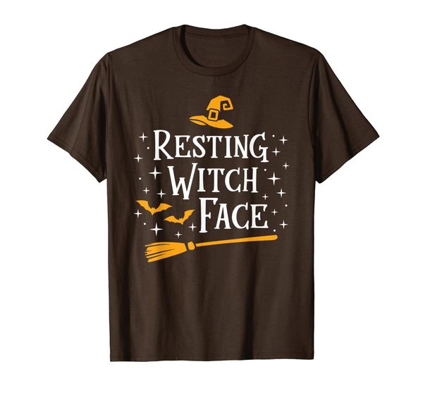 resting witch face t shirt broomstick funny spooky party t-shirt, White;black
