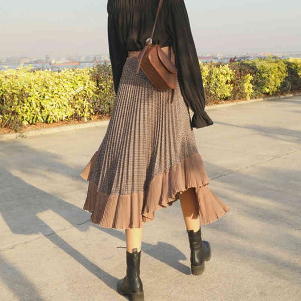 skirts winter wool blend plaid irregular a-line patchwork high low thick drape swing long skirts, Black
skirts winter wool blend plaid irregular a-line patchwork high low thick drape swing long skirts, Black
