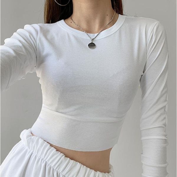women's t-shirt womengaga classic solid color casual all-match bottomed autumn crew neck long sleeve simple short stretch 2c06, White
women's t-shirt womengaga classic solid color casual all-match bottomed autumn crew neck long sleeve simple short stretch 2c06, White
