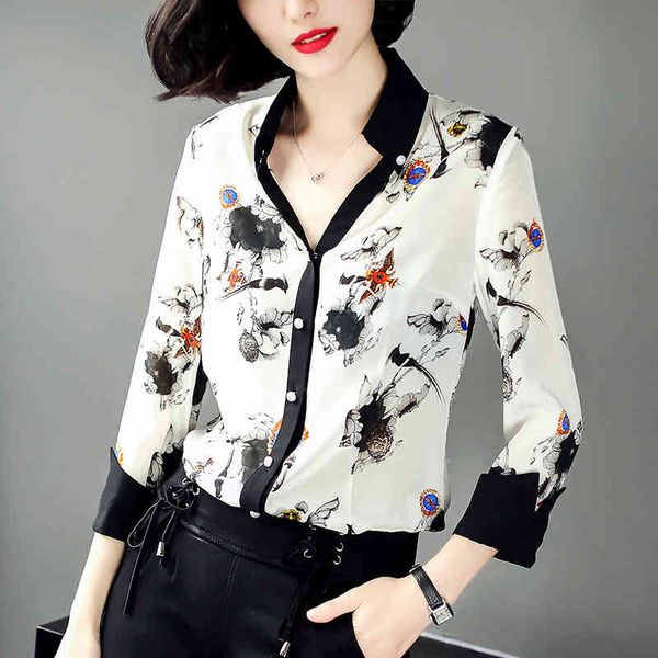 women's blouses & shirts summer 100% natural silk casual shirt elegant v-neck three quarter sleeve pure real office lady print blouse, White
women's blouses & shirts summer 100% natural silk casual shirt elegant v-neck three quarter sleeve pure real office lady print blouse, White