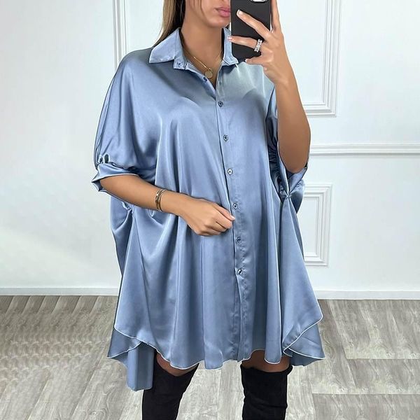 party dresses women shirt dress vonda 2021 bohemian vestidos ladies summer casual solid half sleeve femme satin short robe s-, White;black
party dresses women shirt dress vonda 2021 bohemian vestidos ladies summer casual solid half sleeve femme satin short robe s-, White;black