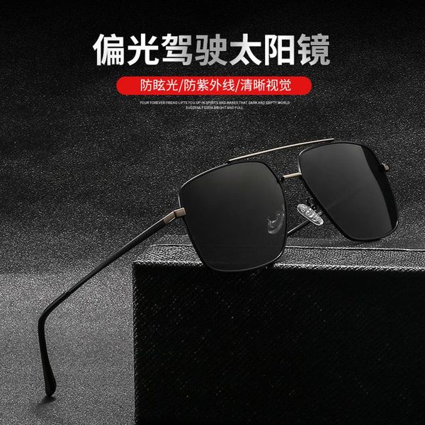 sunglasses 2021 polarized men's fashion square outdoor driving uv protective glasses, White;black