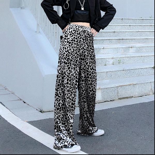 women capris velvet leopard pants elastic high waist wide leg loose casual lady trousers femme spring streetwear kz15, Black;white
women capris velvet leopard pants elastic high waist wide leg loose casual lady trousers femme spring streetwear kz15, Black;white