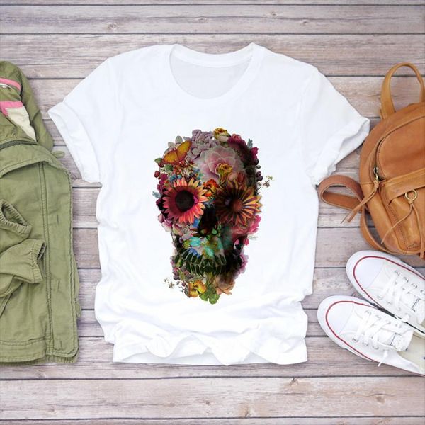 skull floral 90s flower gothic womens harajuku printed ladies graphic female tee, White
skull floral 90s flower gothic womens harajuku printed ladies graphic female tee, White